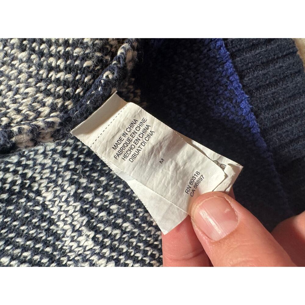 Lucky Brand Women's Medium Cotton Acrylic Open Front Sweater Duster Western Blue - Picture 6 of 9